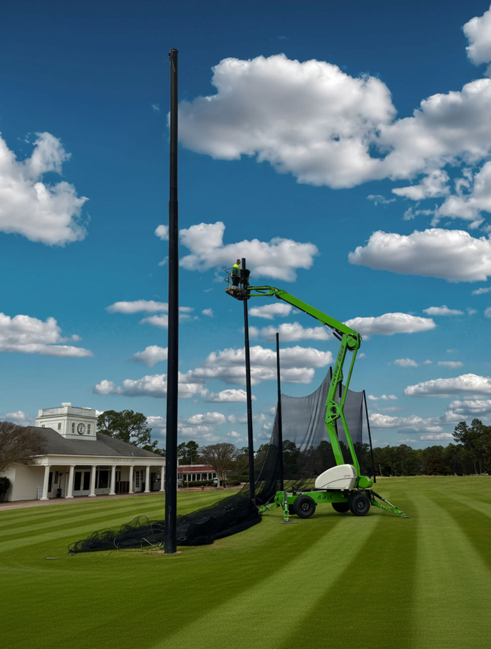 Custom golf course netting system installation materials